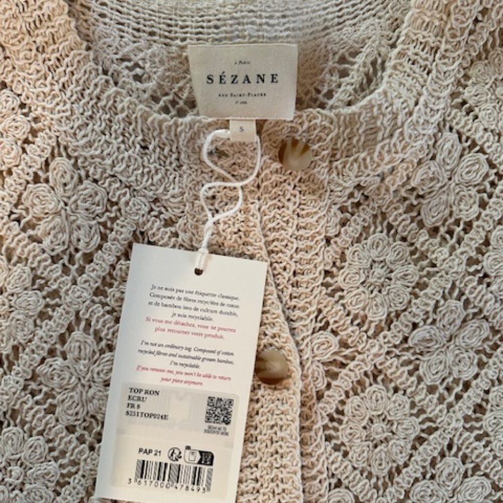 NWT Sezane Ron Top Ecru size S - Picture 6 of 8